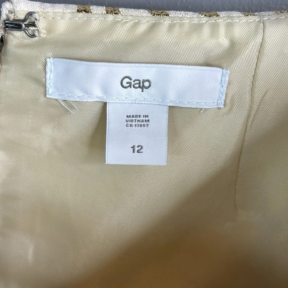 GAP Cowl Neck Tiger Animal Print Dress Cream Gold Metallic Sleeveless Pockets 12 - Picture 10 of 13